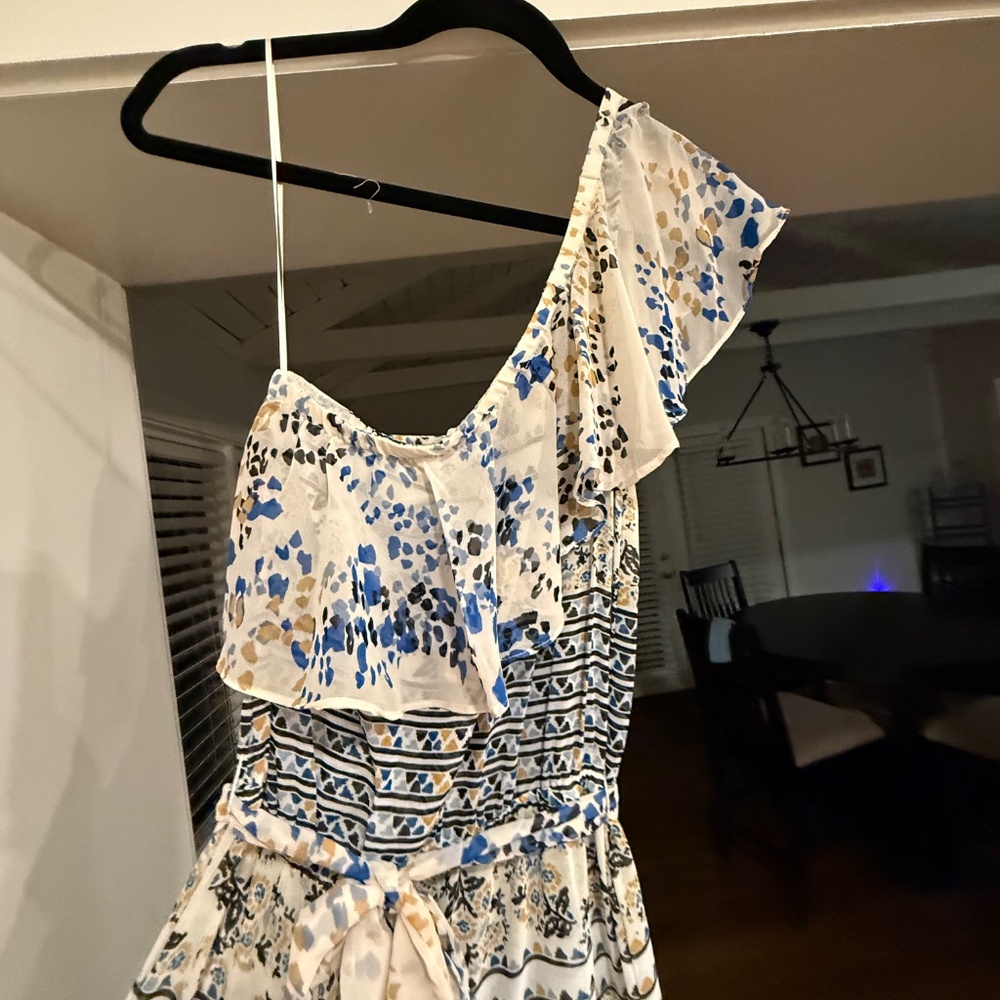 NWT Misa Faena Dress in Blue and tan